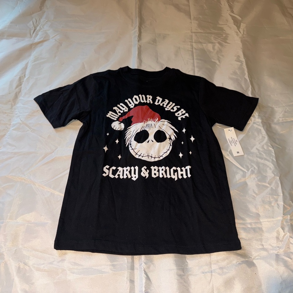 Disney Black Tee with Santa Skull Design